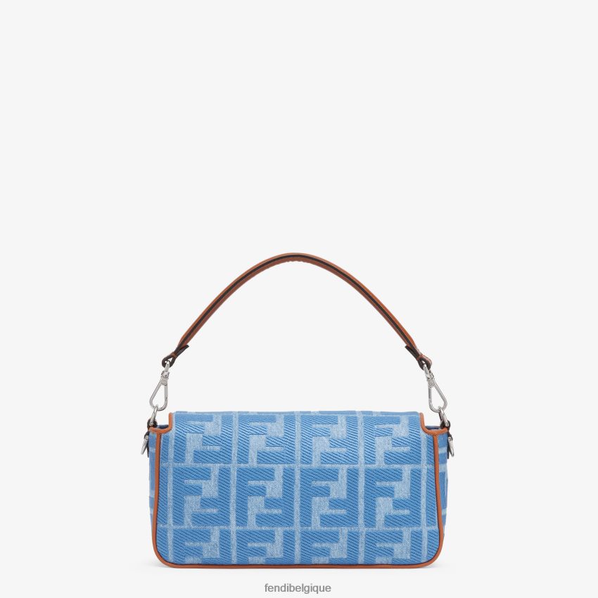 accessoires Fendi sac en jean avec broderie ff bleu clair femmes 8X8J2J626 Fendi Belgique
