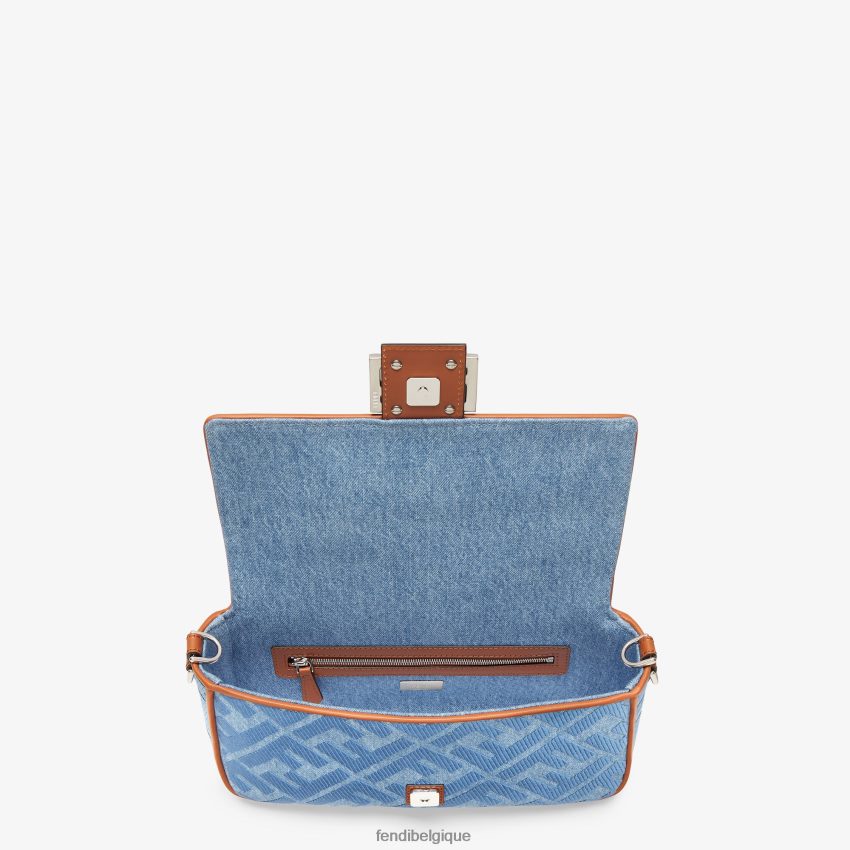 accessoires Fendi sac en jean avec broderie ff bleu clair femmes 8X8J2J626 Fendi Belgique