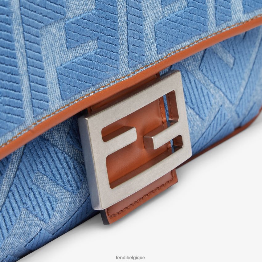 accessoires Fendi sac en jean avec broderie ff bleu clair femmes 8X8J2J626 Fendi Belgique