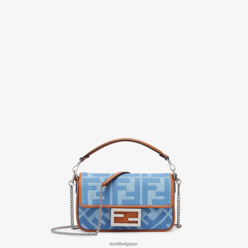 accessoires Fendi sac en jean avec broderie ff bleu clair femmes 8X8J2J627 Fendi Lunette De Soleil