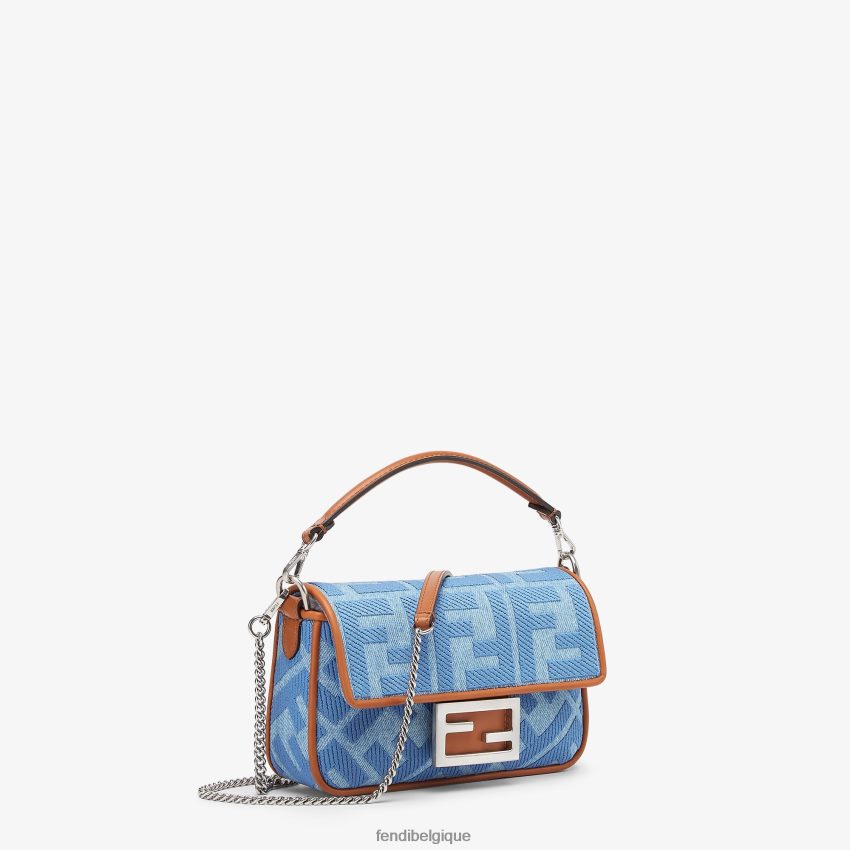 accessoires Fendi sac en jean avec broderie ff bleu clair femmes 8X8J2J627 Fendi Lunette De Soleil