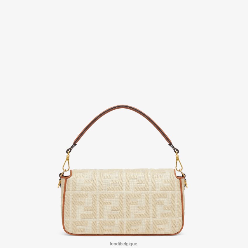 accessoires Fendi sac en paille naturelle avec broderie ff beige femmes 8X8J2J565 Fendi Sac