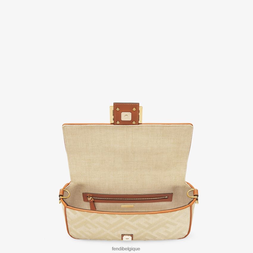 accessoires Fendi sac en paille naturelle avec broderie ff beige femmes 8X8J2J565 Fendi Sac