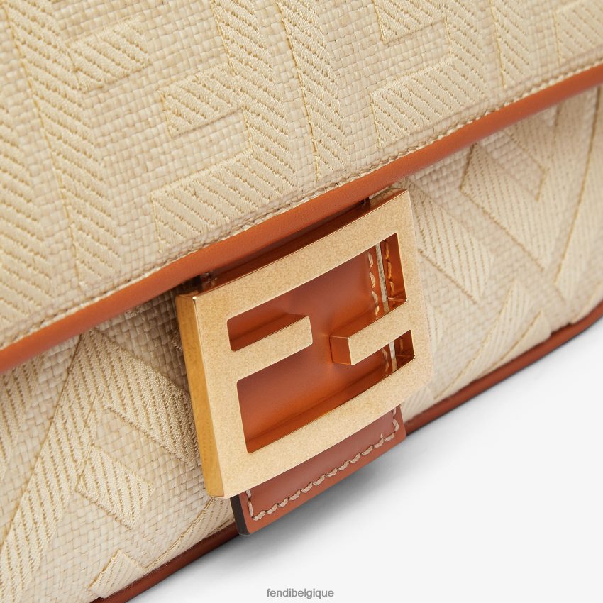 accessoires Fendi sac en paille naturelle avec broderie ff beige femmes 8X8J2J565 Fendi Sac