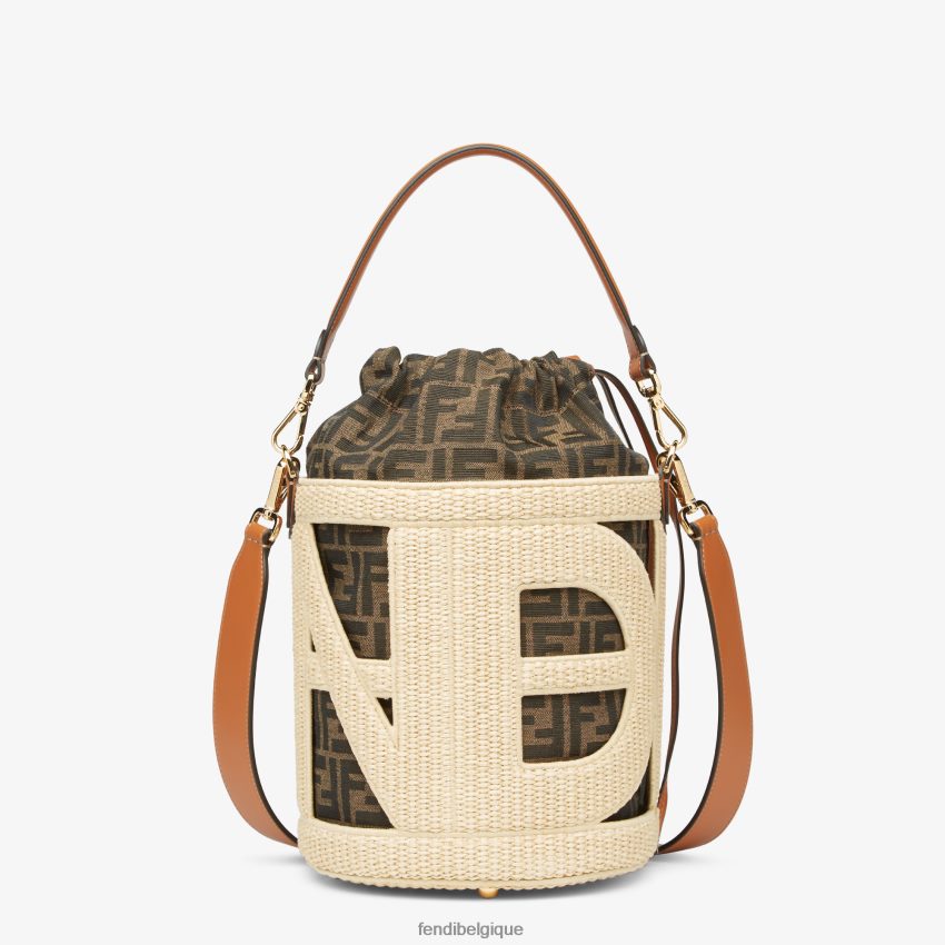 accessoires Fendi sac en paille naturelle et tissu ff beige femmes 8X8J2J604 Fendi Sac