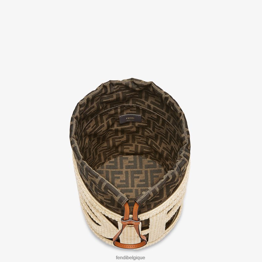 accessoires Fendi sac en paille naturelle et tissu ff beige femmes 8X8J2J604 Fendi Sac