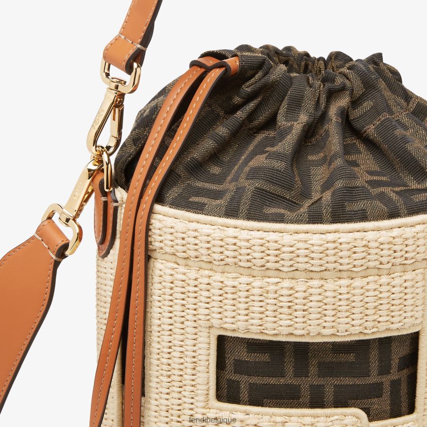 accessoires Fendi sac en paille naturelle et tissu ff beige femmes 8X8J2J604 Fendi Sac