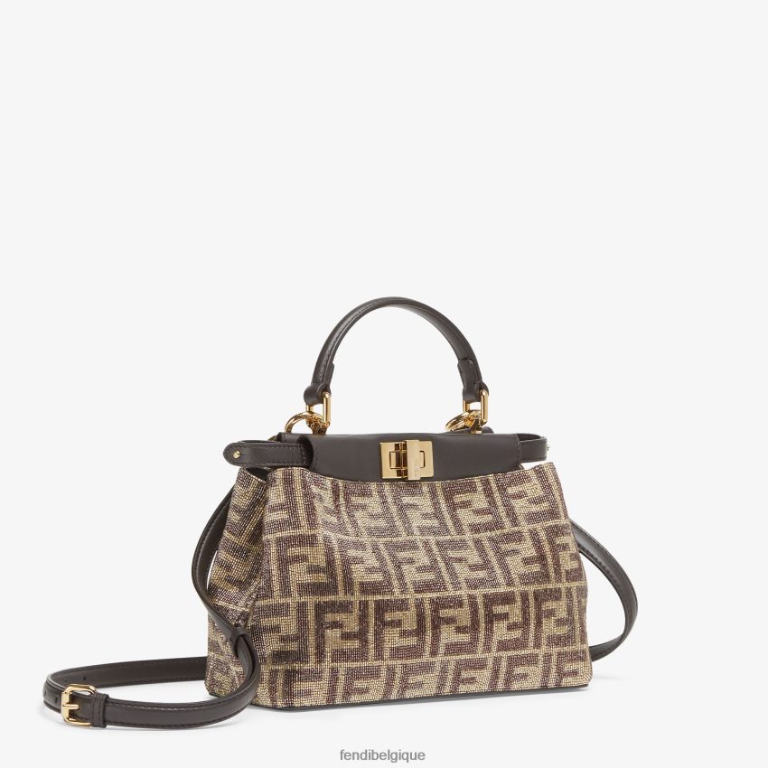 accessoires Fendi sac en perles avec motif ff bicolore brun femmes 8X8J2J608 Fendi Belgique