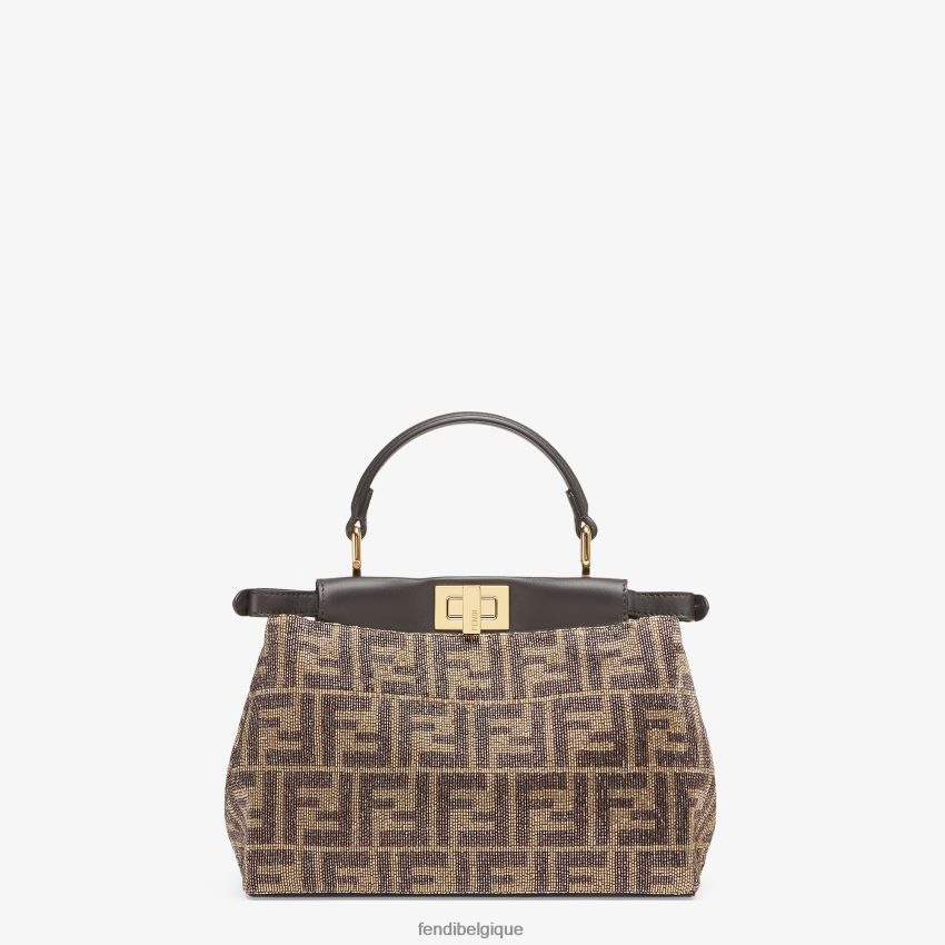 accessoires Fendi sac en perles avec motif ff bicolore brun femmes 8X8J2J608 Fendi Belgique
