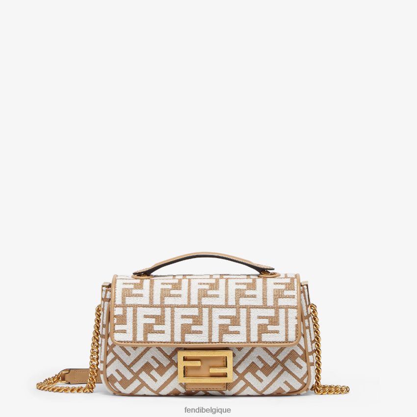 accessoires Fendi sac en raphia avec motif ff en tissu tapisserie blanc femmes 8X8J2J597 Fendi Lunette De Soleil