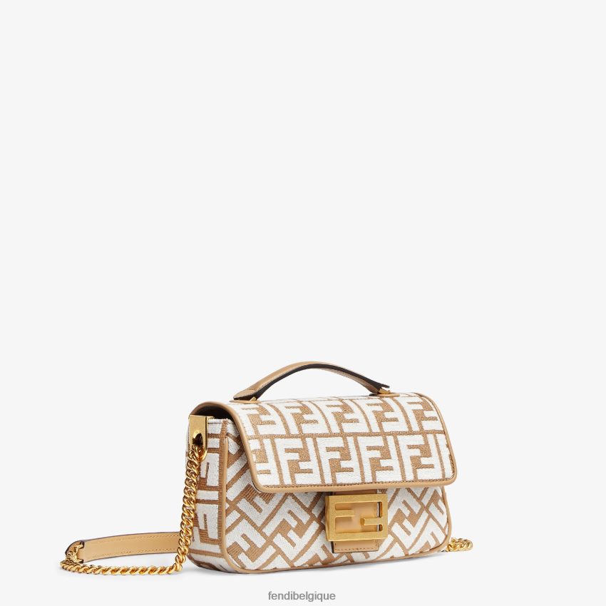 accessoires Fendi sac en raphia avec motif ff en tissu tapisserie blanc femmes 8X8J2J597 Fendi Lunette De Soleil