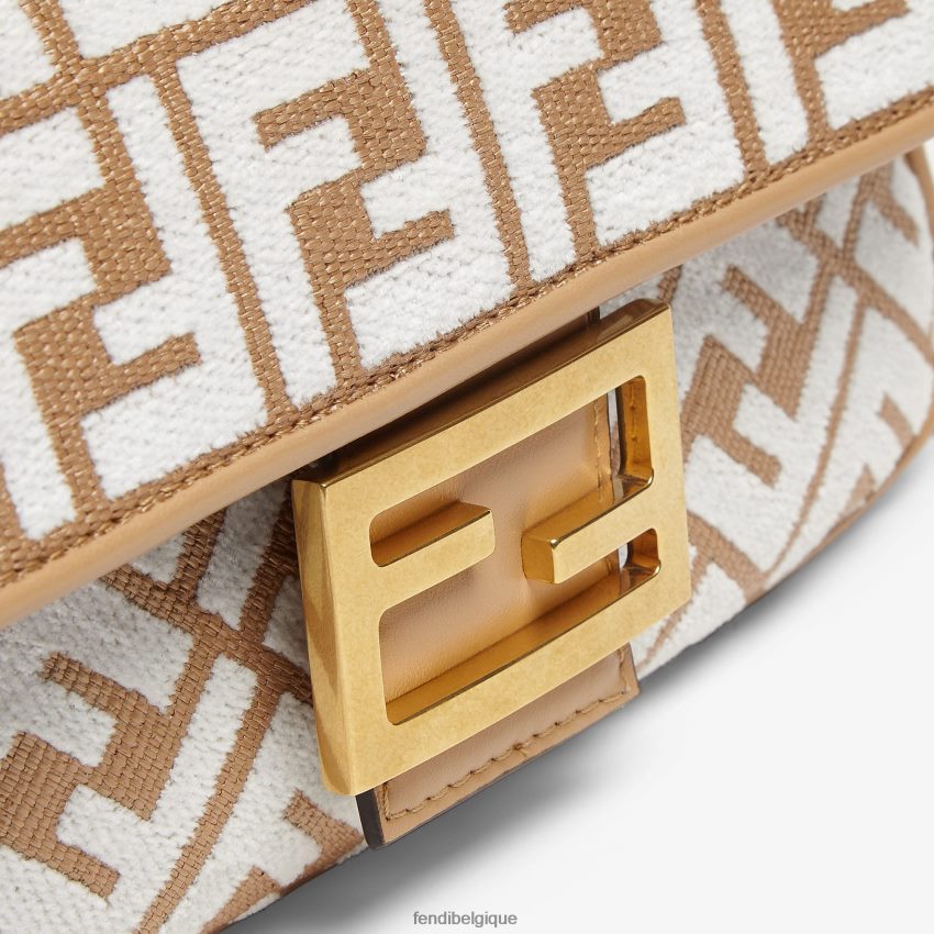 accessoires Fendi sac en raphia avec motif ff en tissu tapisserie blanc femmes 8X8J2J597 Fendi Lunette De Soleil