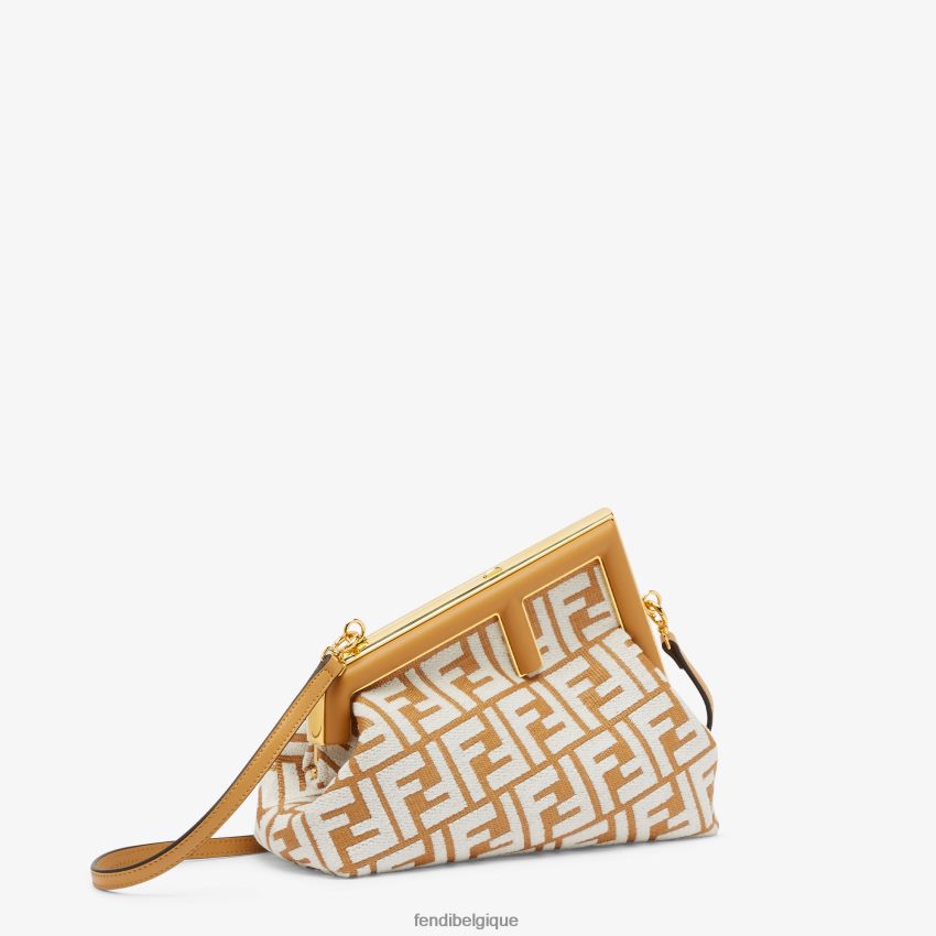 accessoires Fendi sac en raphia avec motif ff en tissu tapisserie blanc femmes 8X8J2J598 Fendi Sac