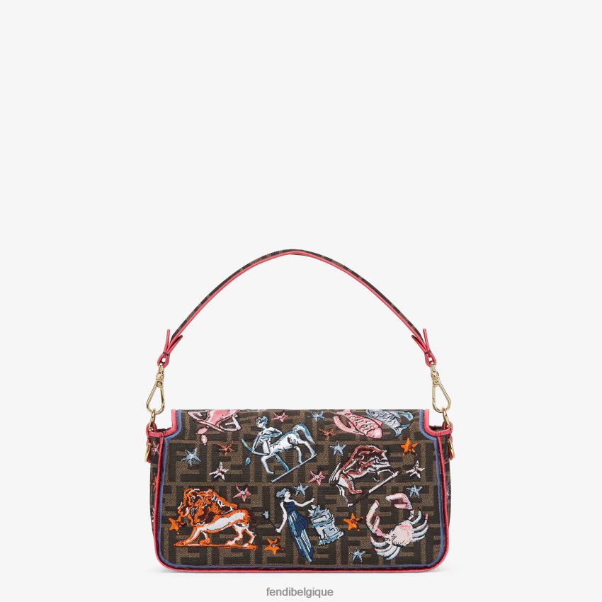 accessoires Fendi sac en tissu ff avec broderie astrologie brun femmes 8X8J2J631 Fendi Sac