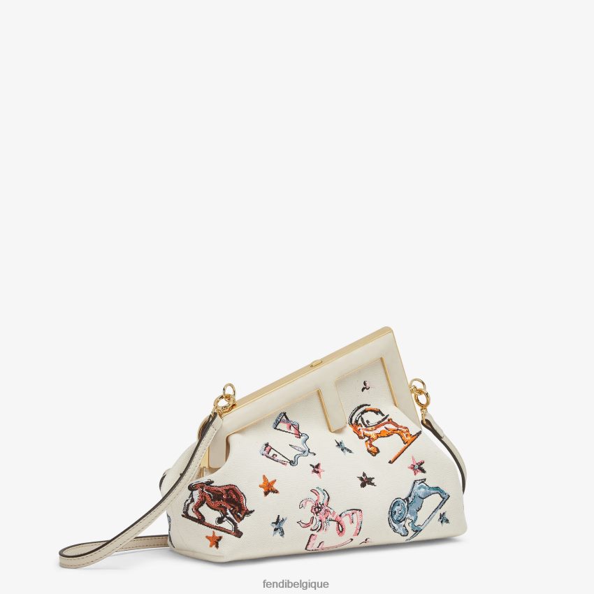 accessoires Fendi sac en toile avec broderie astrologie multicolore femmes 8X8J2J633 Fendi Lunette De Soleil