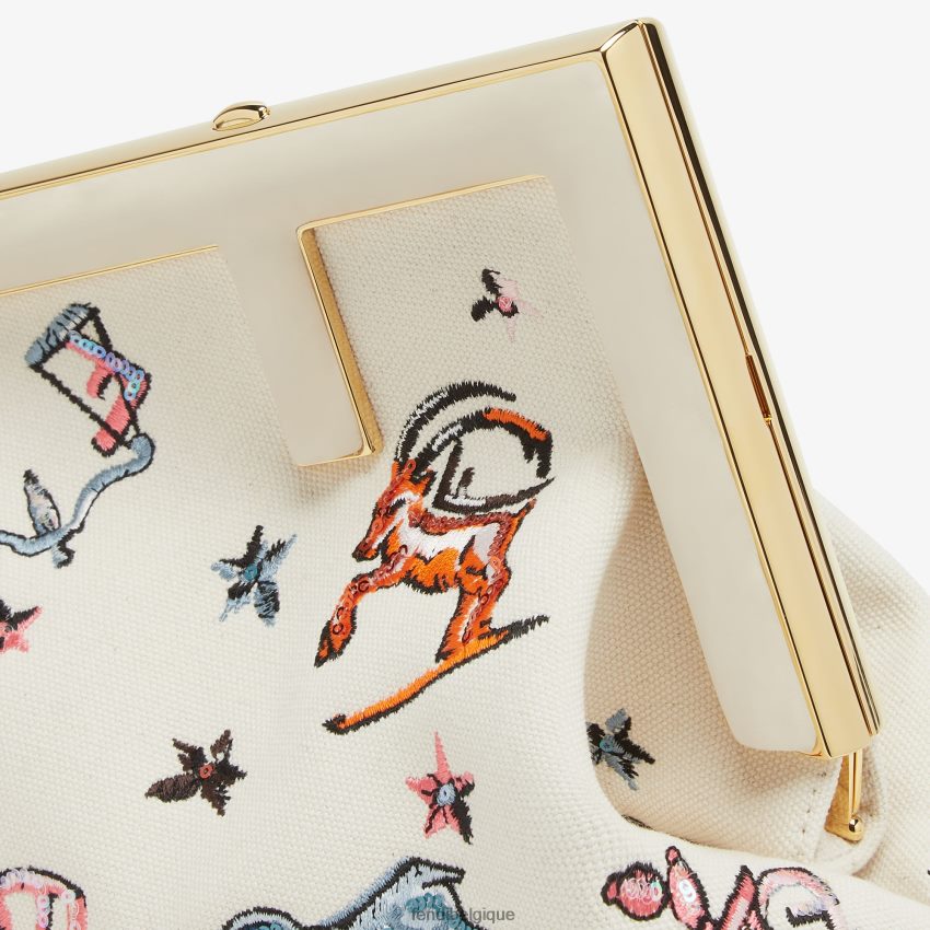 accessoires Fendi sac en toile avec broderie astrologie multicolore femmes 8X8J2J633 Fendi Lunette De Soleil