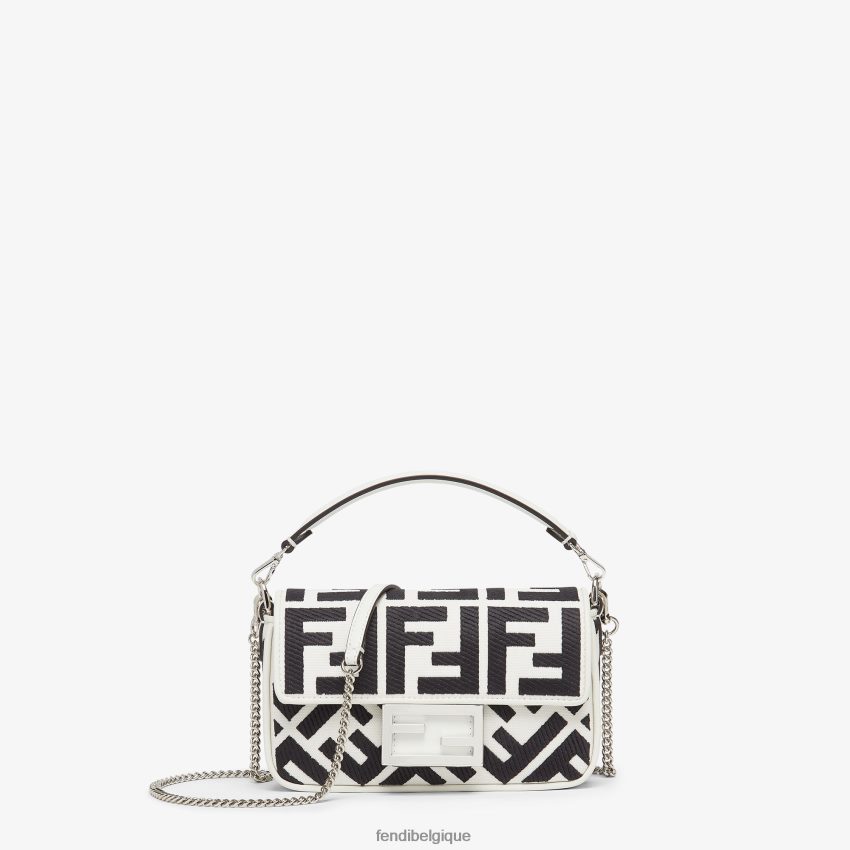 accessoires Fendi sac en toile avec broderie ff blanc femmes 8X8J2J687 Fendi Lunette De Soleil