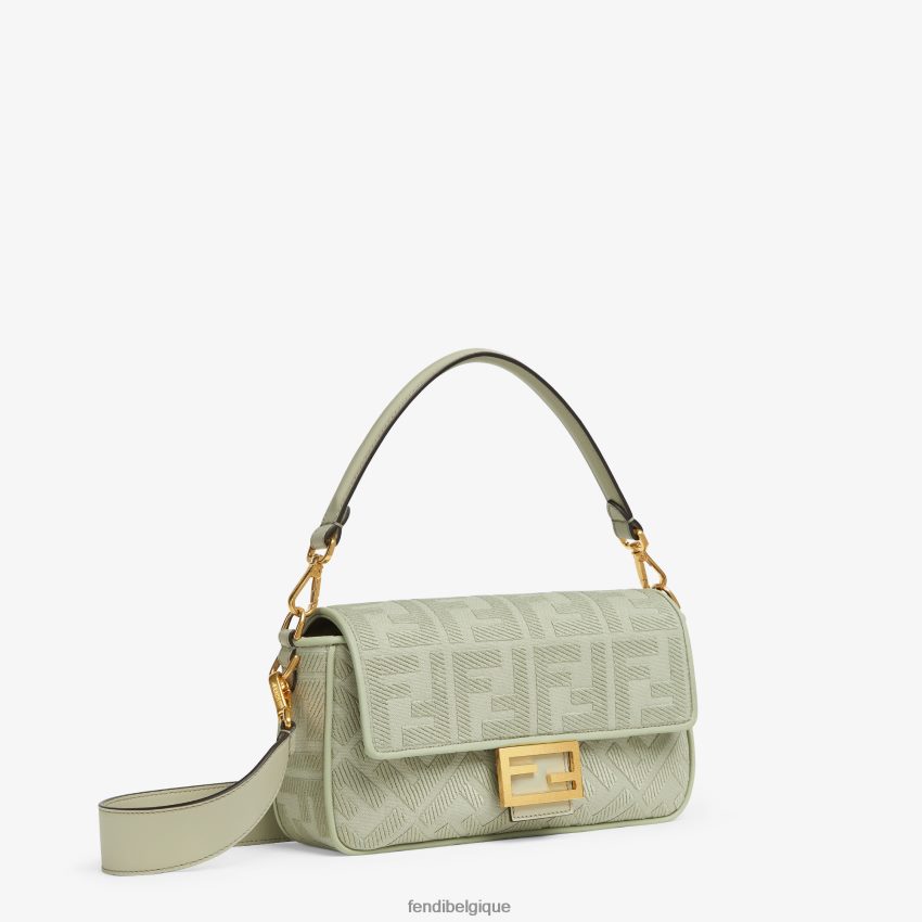 accessoires Fendi sac en toile avec broderie ff vert femmes 8X8J2J706 Fendi Sac