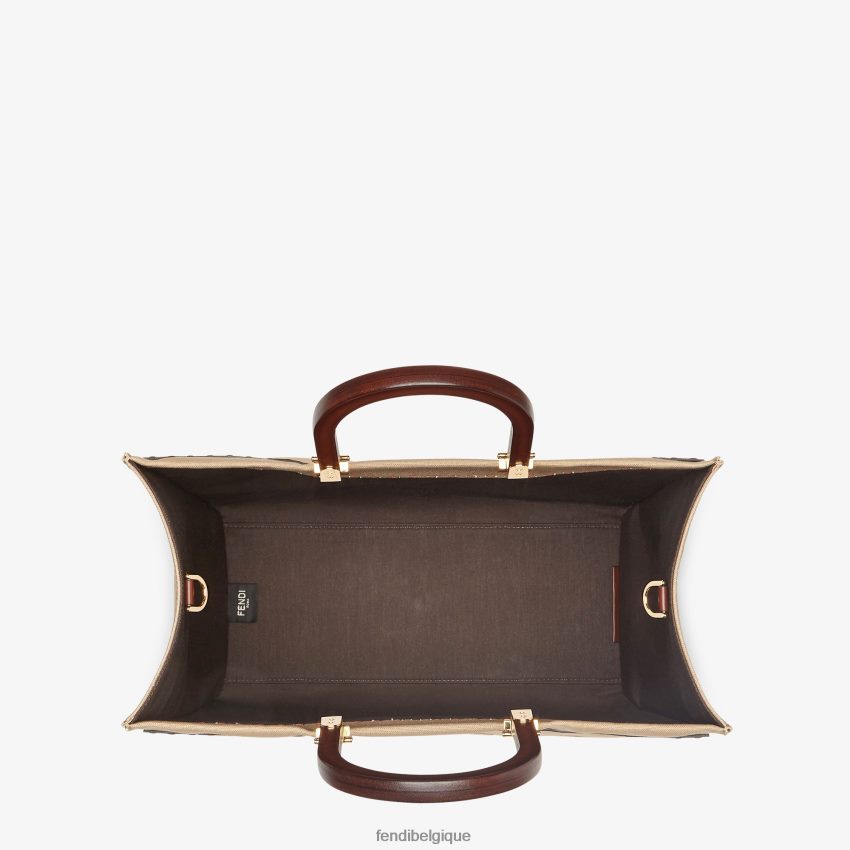 accessoires Fendi sac en toile beige femmes 8X8J2J880 Fendi Sac