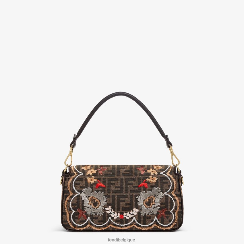 accessoires Fendi sac ff en tissu jacquard avec broderie florale brun femmes 8X8J2J583 Fendi Sac