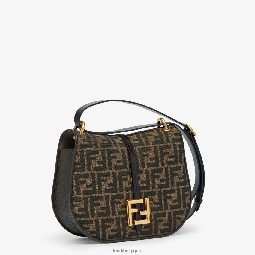 accessoires Fendi sac ff en tissu jacquard et cuir brun femmes 8X8J2J515 Fendi Belgique