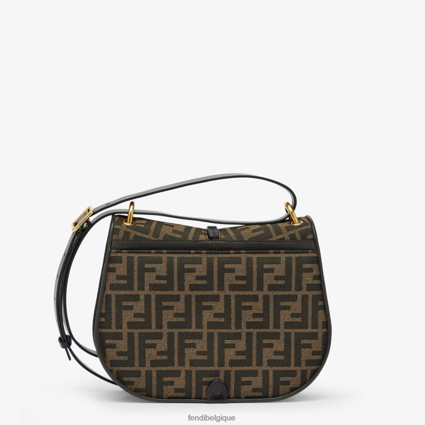 accessoires Fendi sac ff en tissu jacquard et cuir brun femmes 8X8J2J515 Fendi Belgique