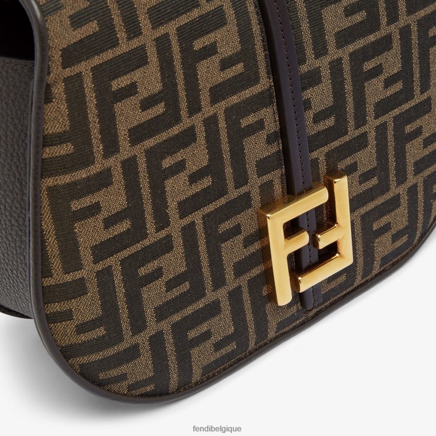 accessoires Fendi sac ff en tissu jacquard et cuir brun femmes 8X8J2J515 Fendi Belgique
