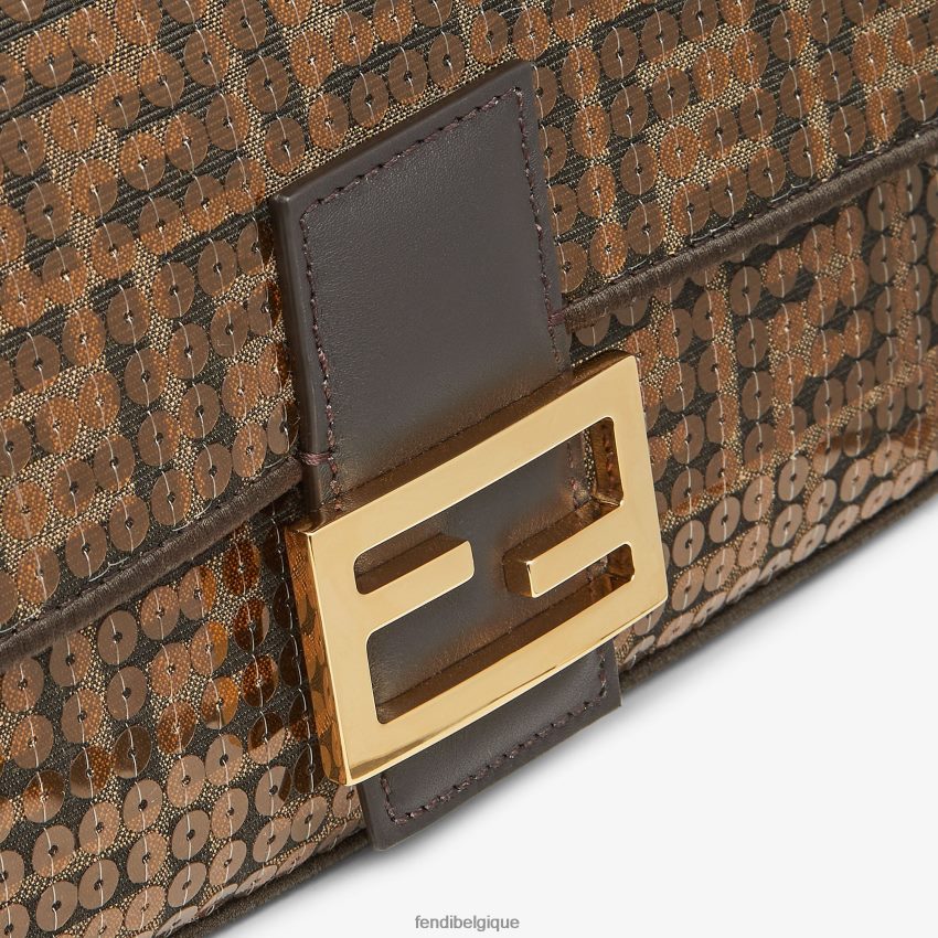 accessoires Fendi sac ff en tissu jacquard à paillettes brun femmes 8X8J2J544 Fendi Sac