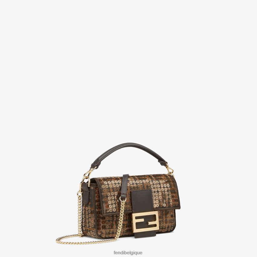 accessoires Fendi sac ff en tissu jacquard à paillettes brun femmes 8X8J2J545 Fendi Belgique