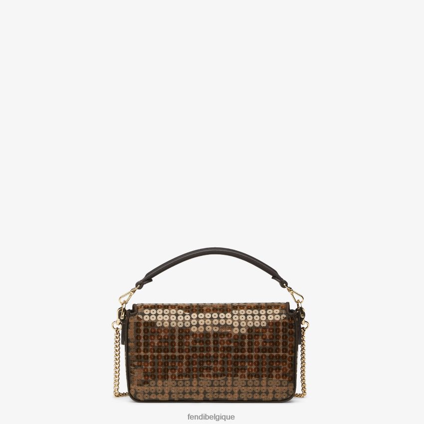 accessoires Fendi sac ff en tissu jacquard à paillettes brun femmes 8X8J2J545 Fendi Belgique