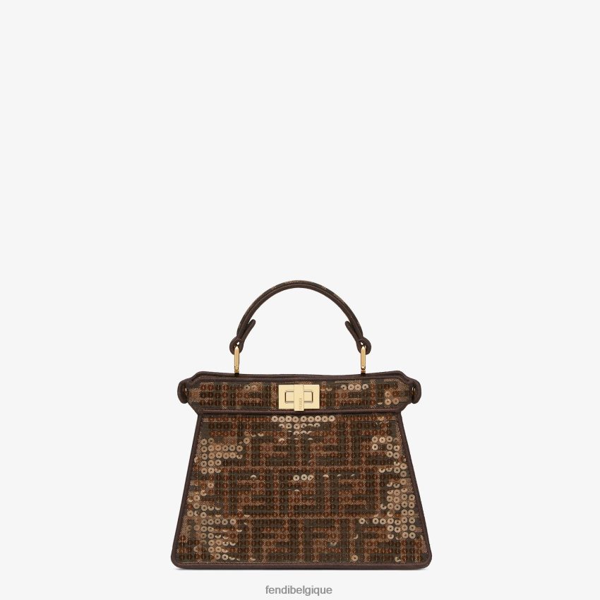accessoires Fendi sac ff en tissu jacquard à paillettes brun femmes 8X8J2J560 Fendi Belgique