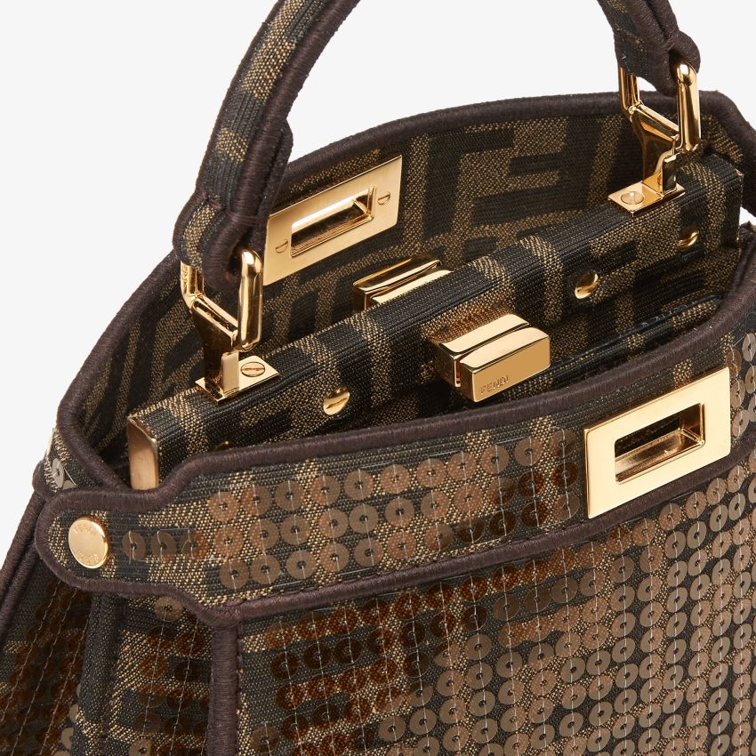 accessoires Fendi sac ff en tissu jacquard à paillettes brun femmes 8X8J2J560 Fendi Belgique