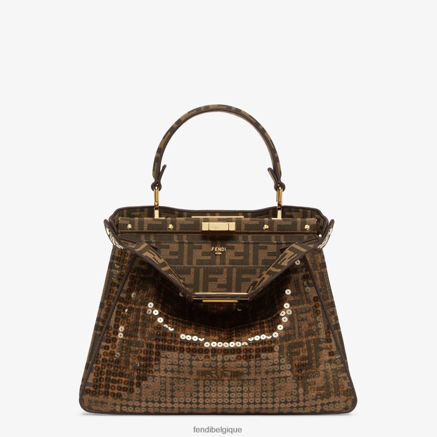 accessoires Fendi sac ff en tissu jacquard à paillettes brun femmes 8X8J2J561 Fendi Lunette De Soleil