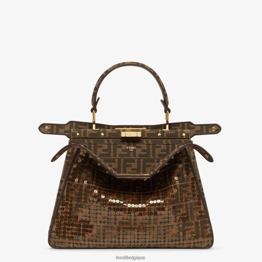 accessoires Fendi sac ff en tissu jacquard à paillettes brun femmes 8X8J2J561 Fendi Lunette De Soleil