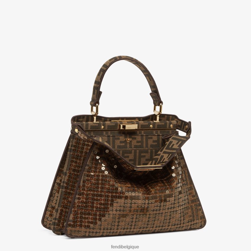 accessoires Fendi sac ff en tissu jacquard à paillettes brun femmes 8X8J2J561 Fendi Lunette De Soleil