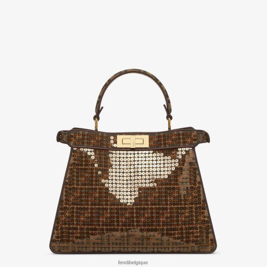accessoires Fendi sac ff en tissu jacquard à paillettes brun femmes 8X8J2J561 Fendi Lunette De Soleil