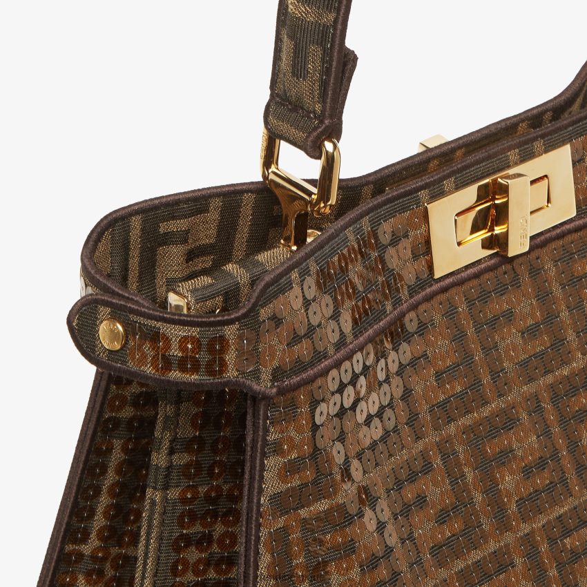 accessoires Fendi sac ff en tissu jacquard à paillettes brun femmes 8X8J2J561 Fendi Lunette De Soleil