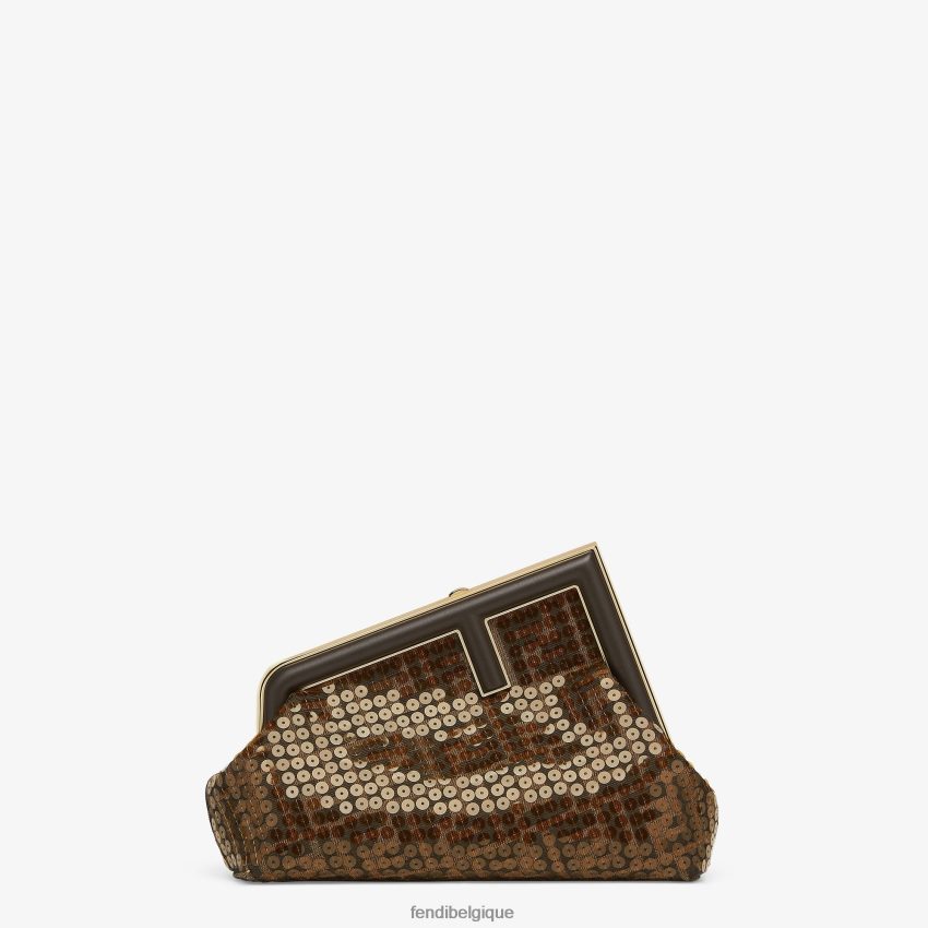 accessoires Fendi sac ff en tissu jacquard à paillettes brun femmes 8X8J2J588 Fendi Lunette De Soleil