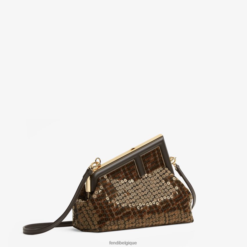 accessoires Fendi sac ff en tissu jacquard à paillettes brun femmes 8X8J2J588 Fendi Lunette De Soleil