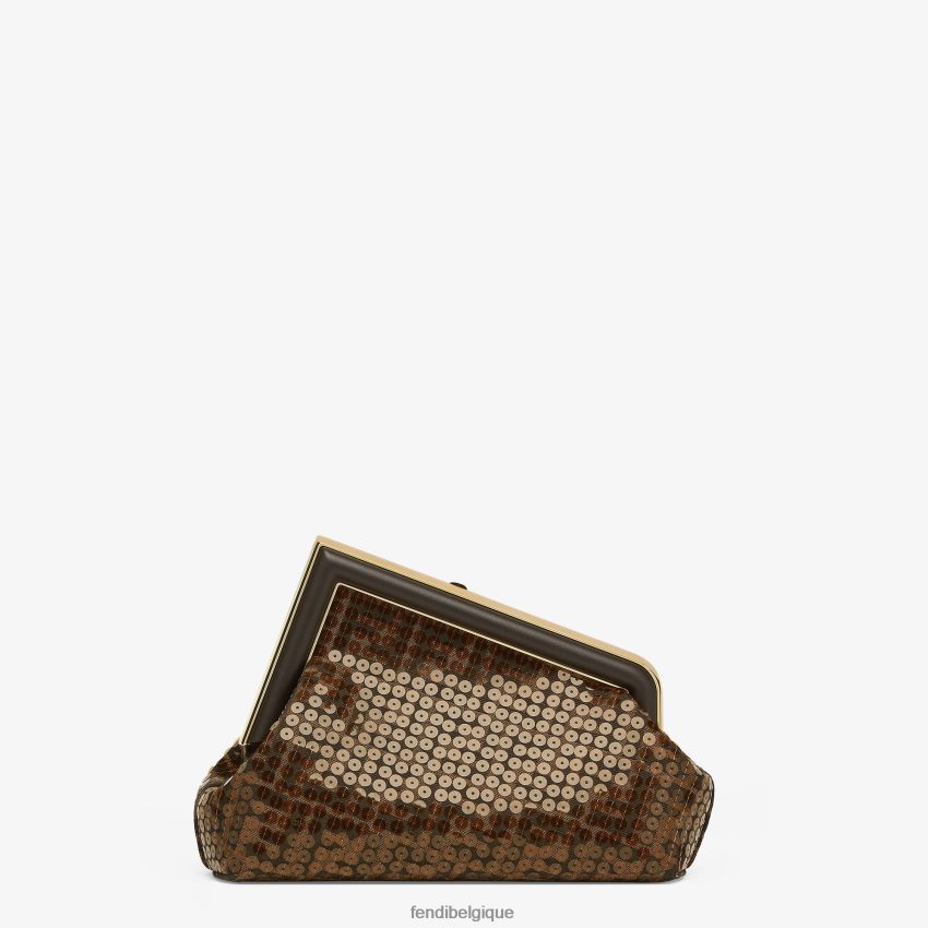accessoires Fendi sac ff en tissu jacquard à paillettes brun femmes 8X8J2J588 Fendi Lunette De Soleil