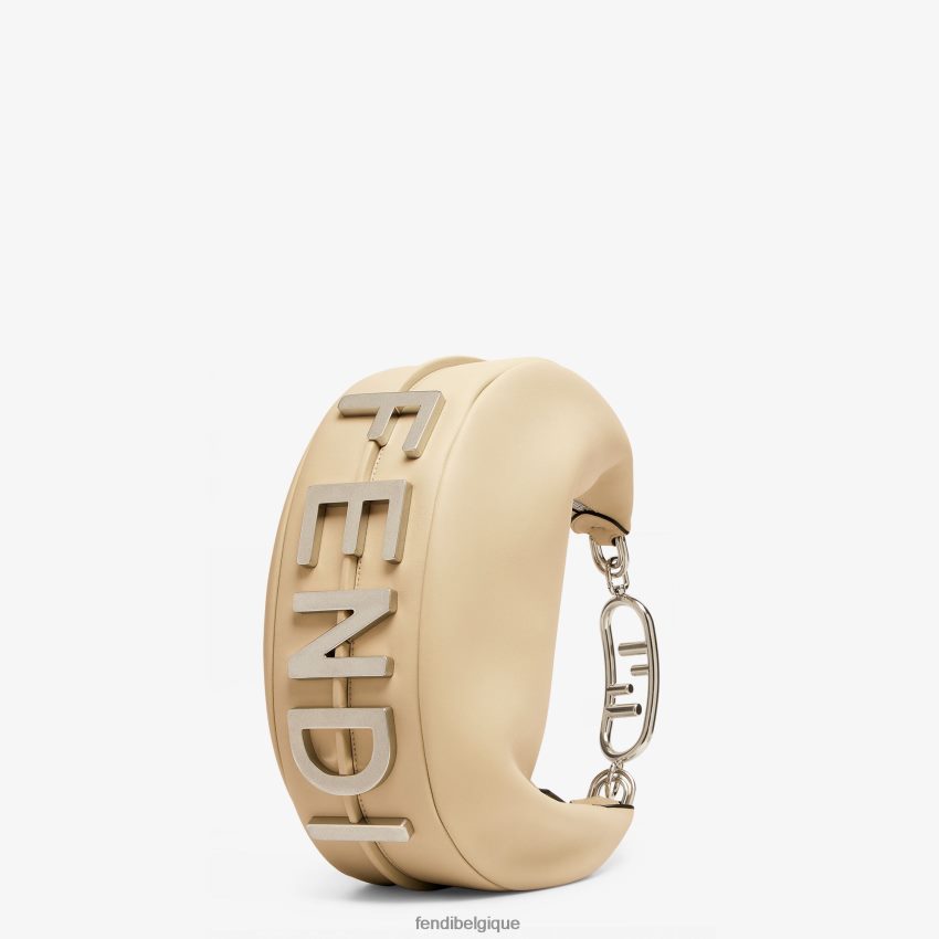 accessoires Fendi sac graphique en cuir moyen beige femmes 8X8J2J716 Fendi Belgique