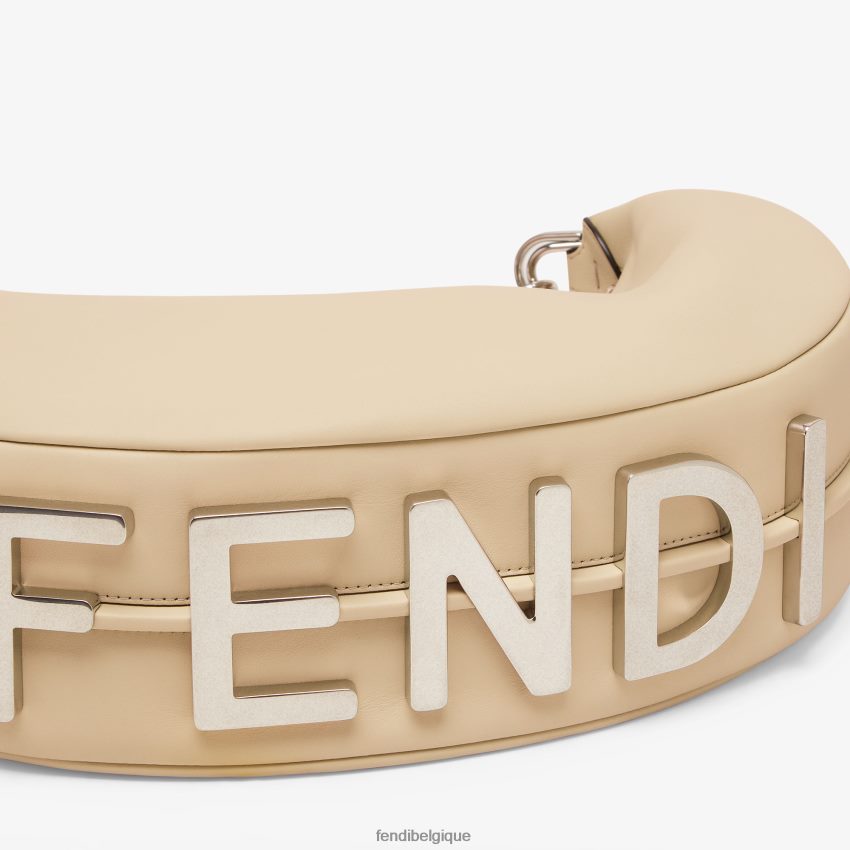 accessoires Fendi sac graphique en cuir moyen beige femmes 8X8J2J716 Fendi Belgique