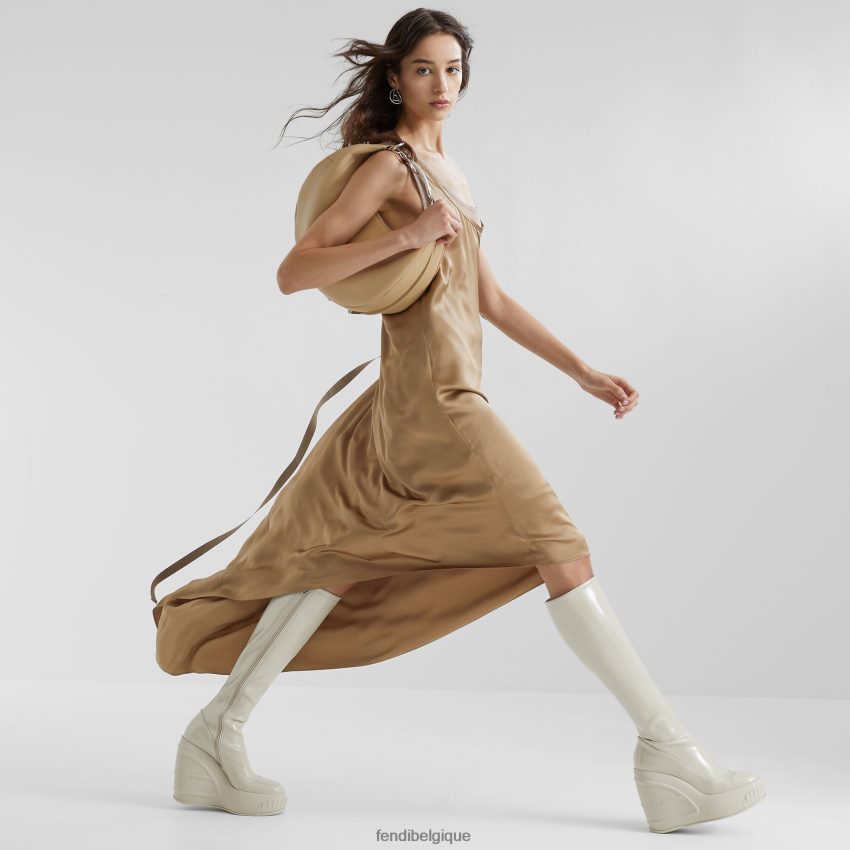 accessoires Fendi sac graphique en cuir moyen beige femmes 8X8J2J716 Fendi Belgique