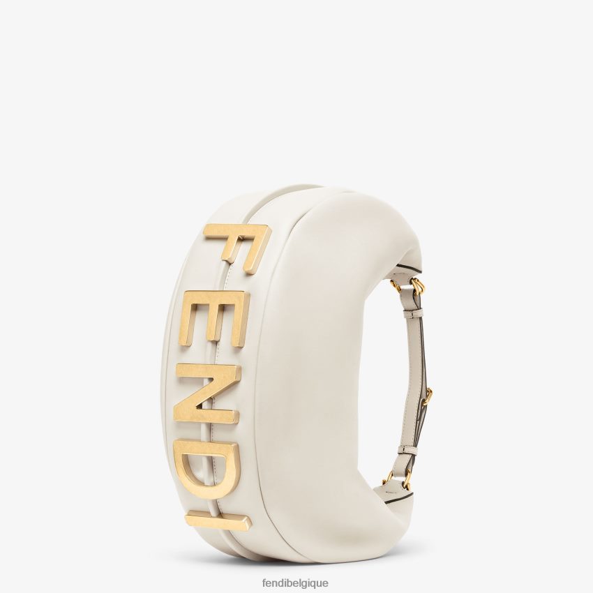 accessoires Fendi sac graphique en cuir moyen blanc femmes 8X8J2J571 Fendi Sac