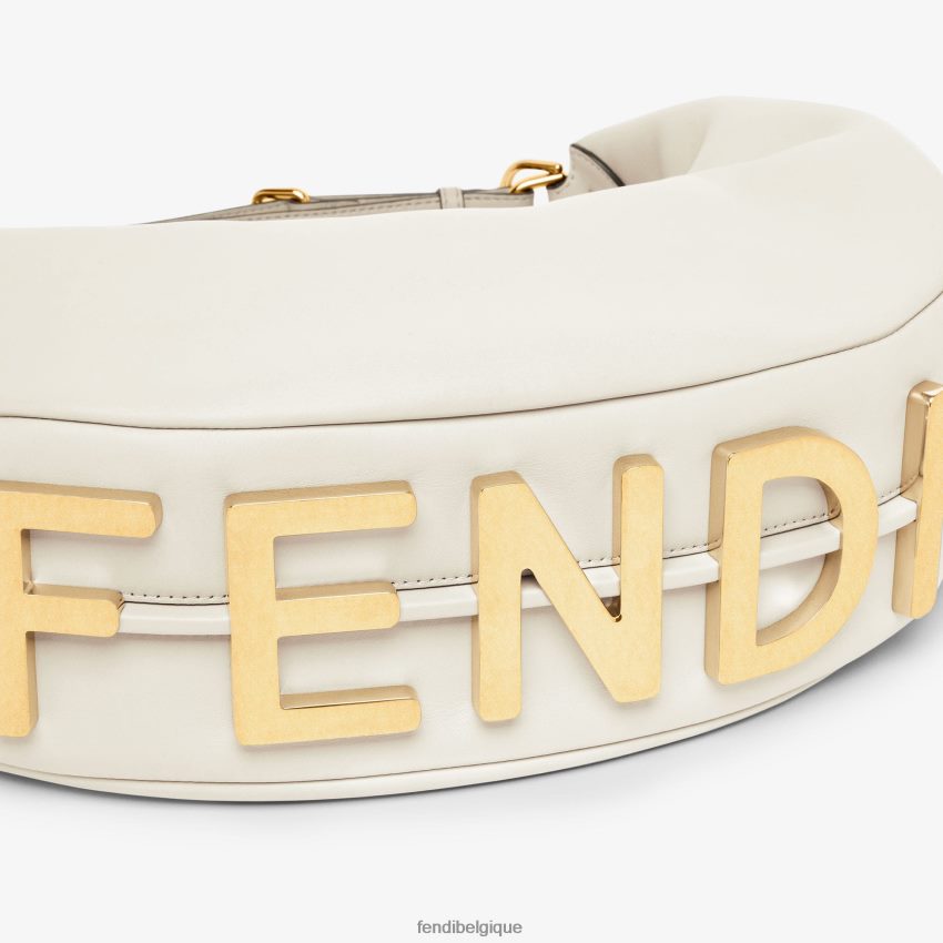 accessoires Fendi sac graphique en cuir moyen blanc femmes 8X8J2J571 Fendi Sac