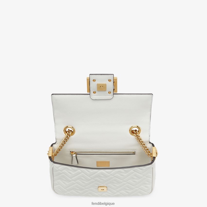 accessoires Fendi sac midi en cuir nappa à chaîne baguette blanc femmes 8X8J2J763 Fendi Sac