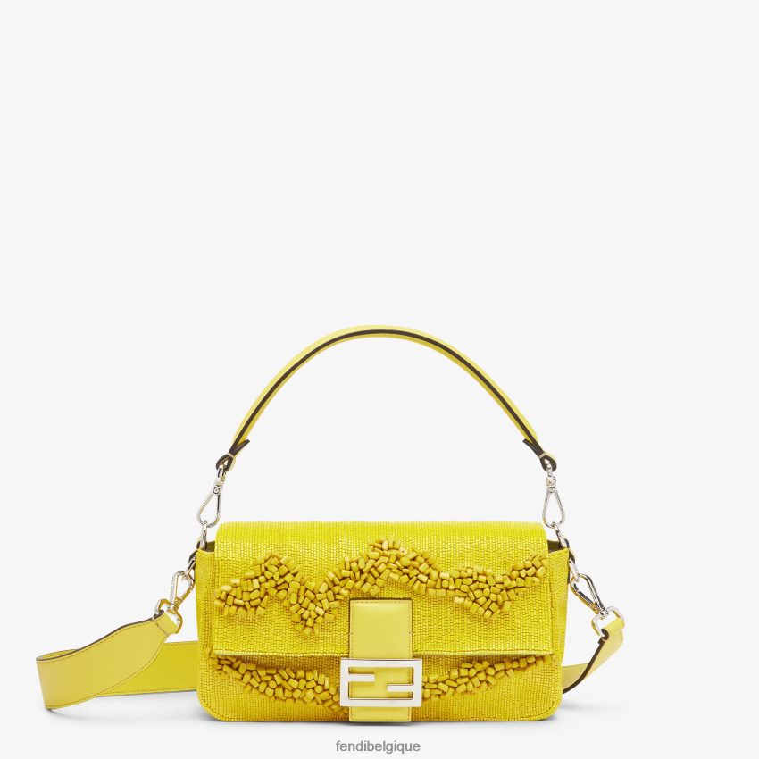 accessoires Fendi sac réédition en pierres et perles jaune femmes 8X8J2J799 Fendi Sac