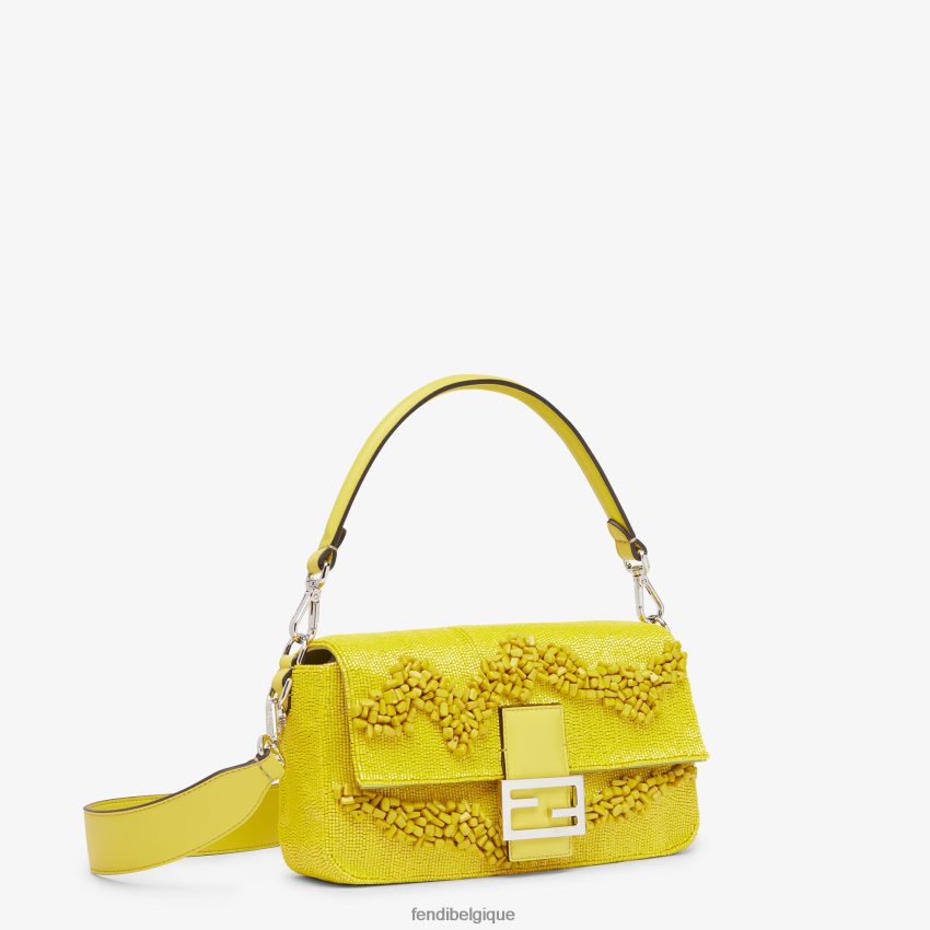 accessoires Fendi sac réédition en pierres et perles jaune femmes 8X8J2J799 Fendi Sac