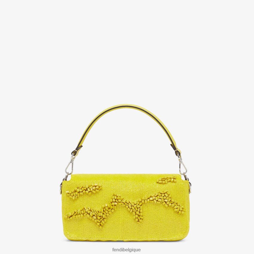 accessoires Fendi sac réédition en pierres et perles jaune femmes 8X8J2J799 Fendi Sac