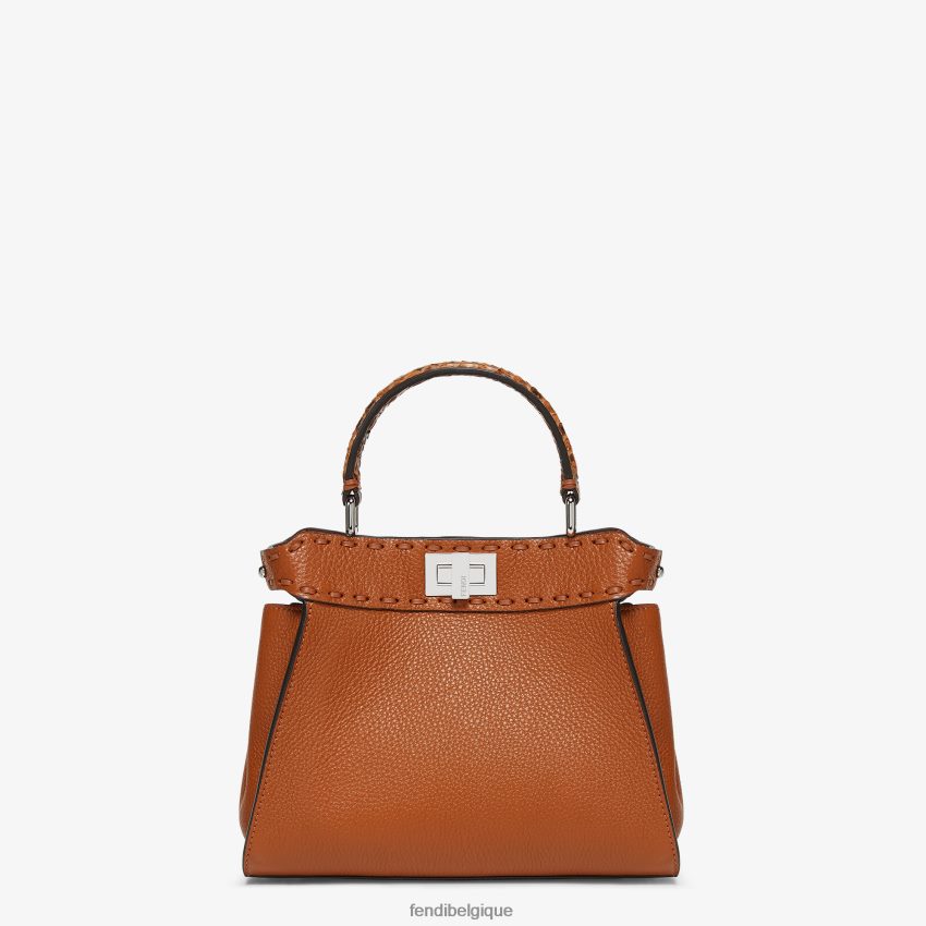 accessoires Fendi sac selleria avec surpiqûres oversize et détails exotiques brun femmes 8X8J2J613 Fendi Sac